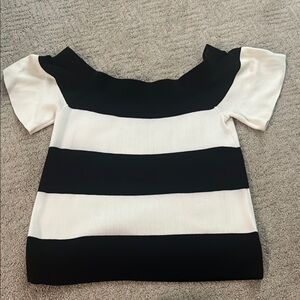 Black and White Striped Women's Top